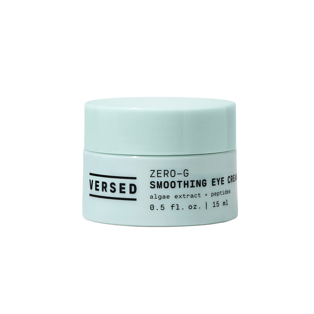 Versed Zero-G Crème Yeux, bouteille visible, hydratation durable et regard rafraîchi.