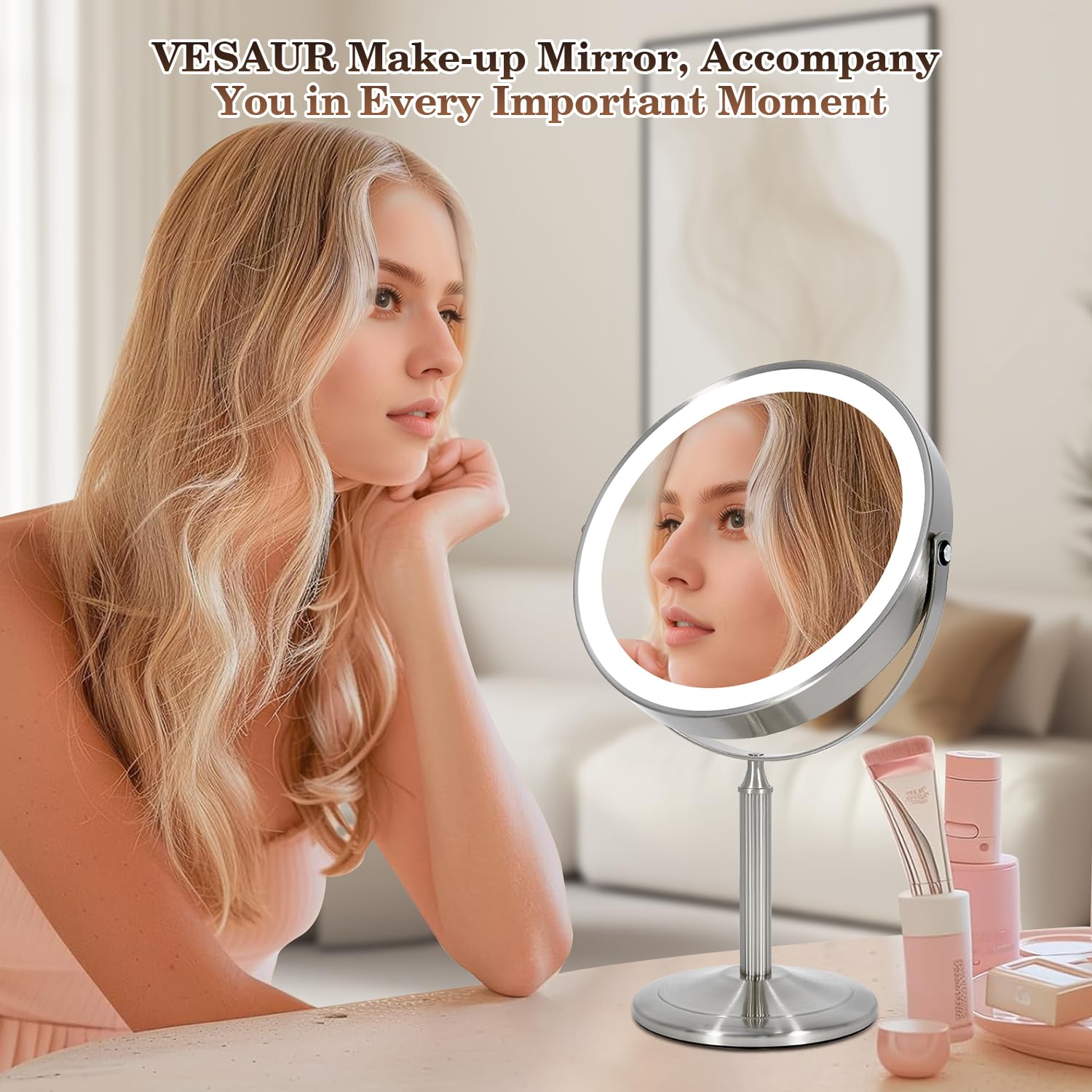 Miroir VESAUR portable, cadeau élégant prêt à offrir.