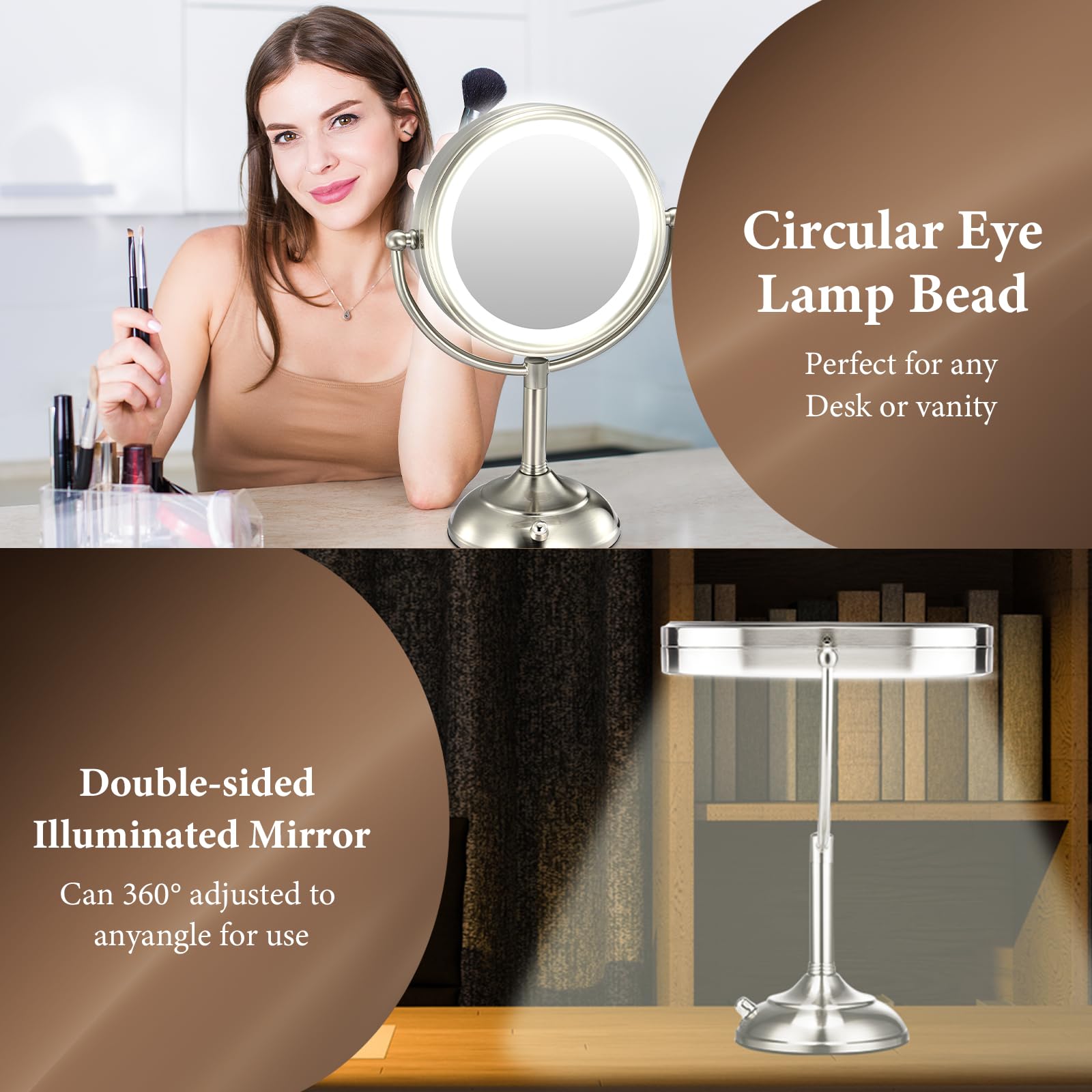 Finition perle nickel du miroir VESAUR, durable et élégante.