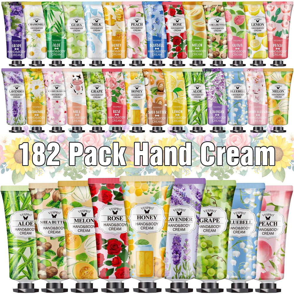 Coffret Vespro 182 crèmes mains, ensemble complet pour hydratation quotidienne.
