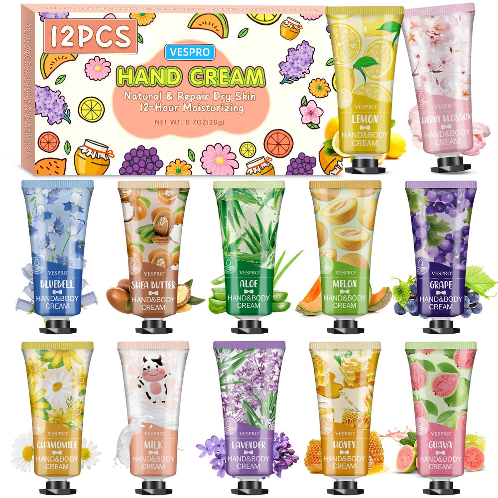 Vespro ensemble-cremes-mains-12-pack: cadeau pratique et hydratation quotidienne