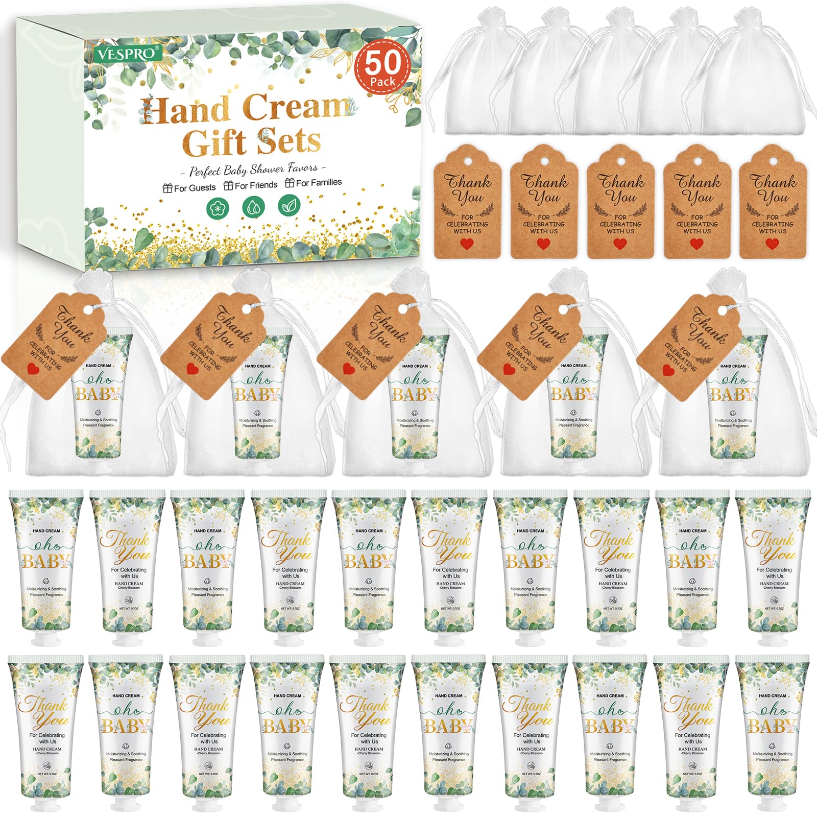 VESPRO ensemble de crèmes mains pour bébé 50-pack: cadeau pratique pour invités.
