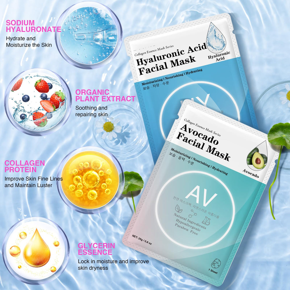 VESPRO solution hydratante, masque essence visage pour peaux sèches.