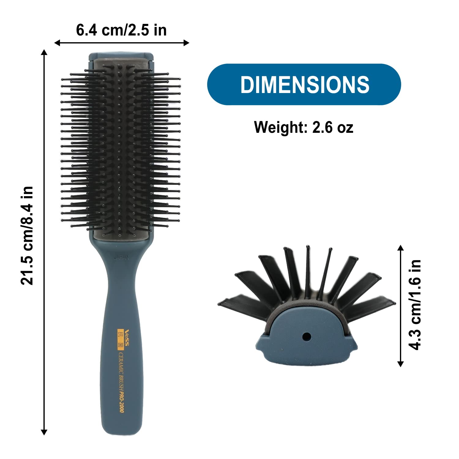 Brosse VESS Pro-2000 en caoutchouc thermique offrant élasticité et chaleur maîtrisée