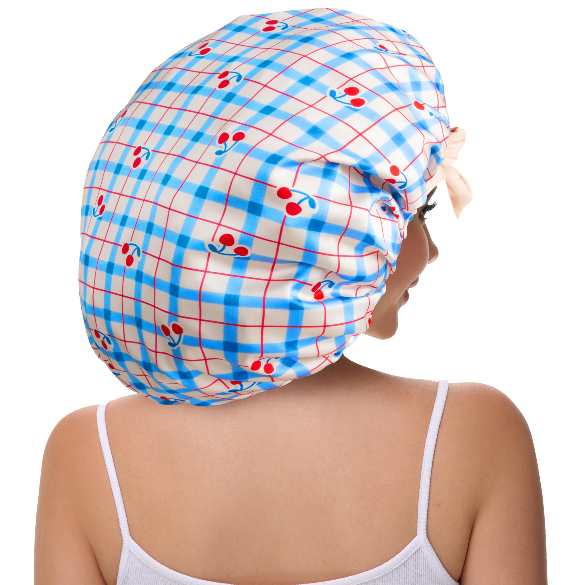 Bonnet Vettres satin protège les cheveux bouclés pendant le sommeil.