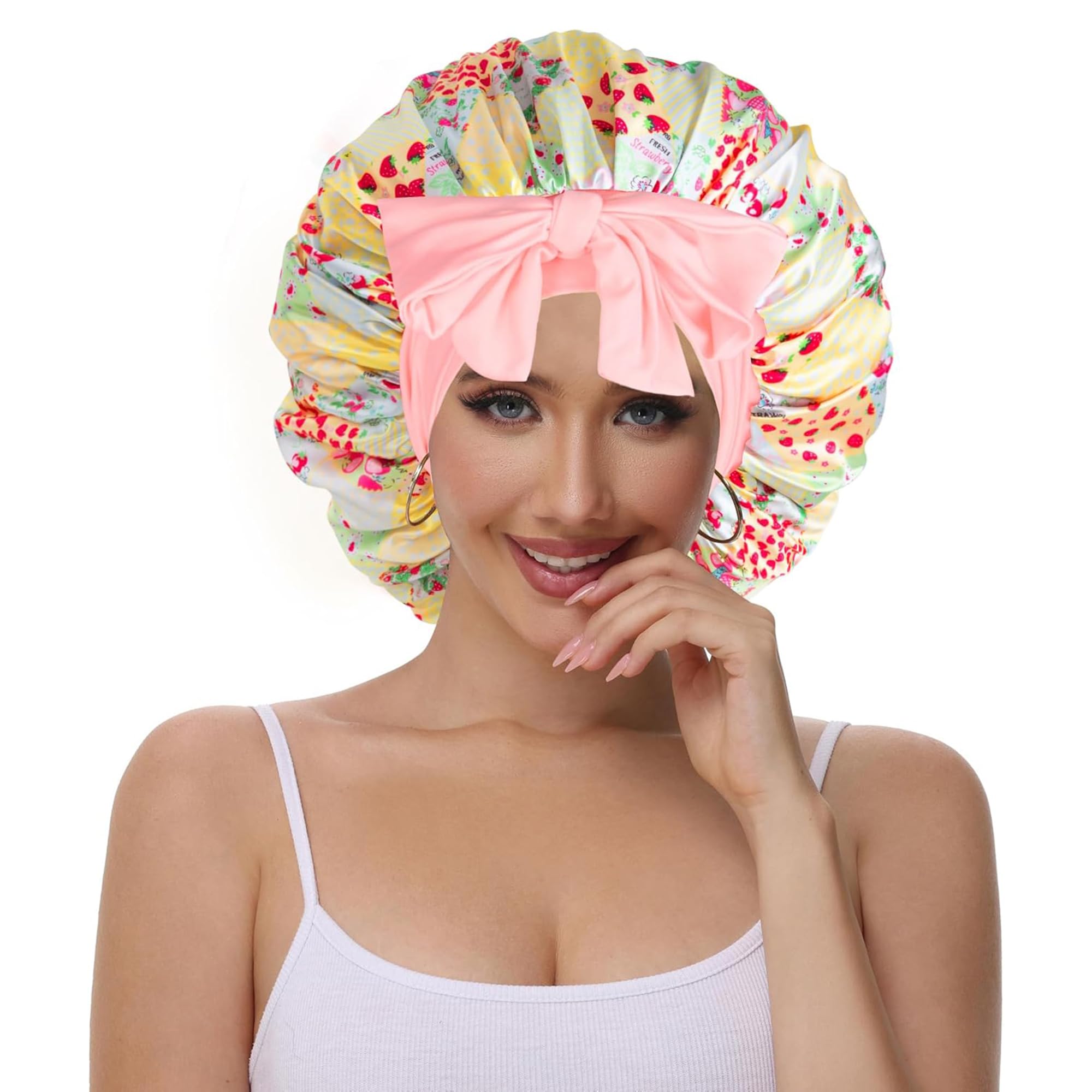 Bonnet Vettres satin doublé pour cheveux bouclés, réduction des frottements nocturnes