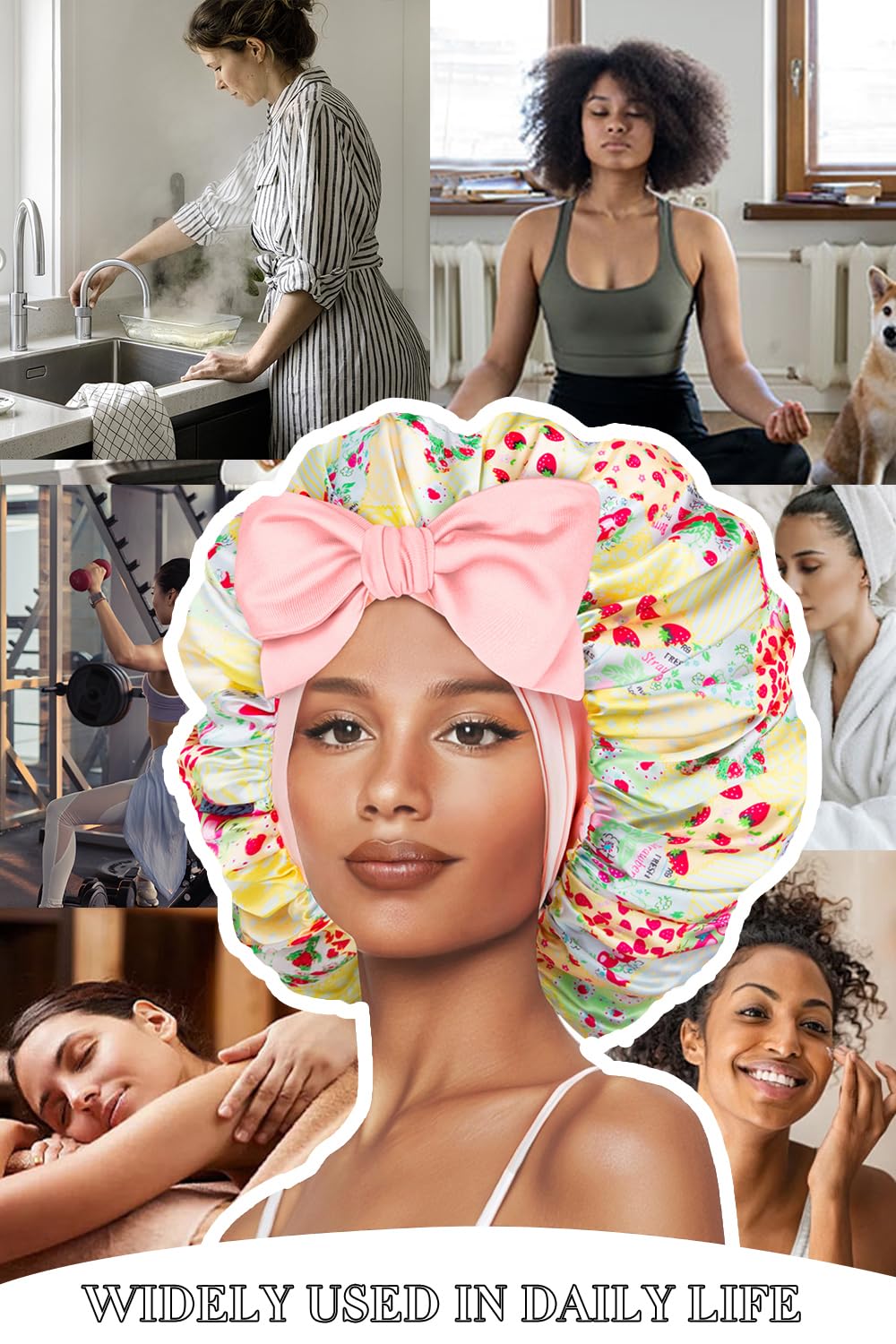 Vettres bonnet satin doublé utilisations variées, idéal pour soin nocturne et activités domestiques