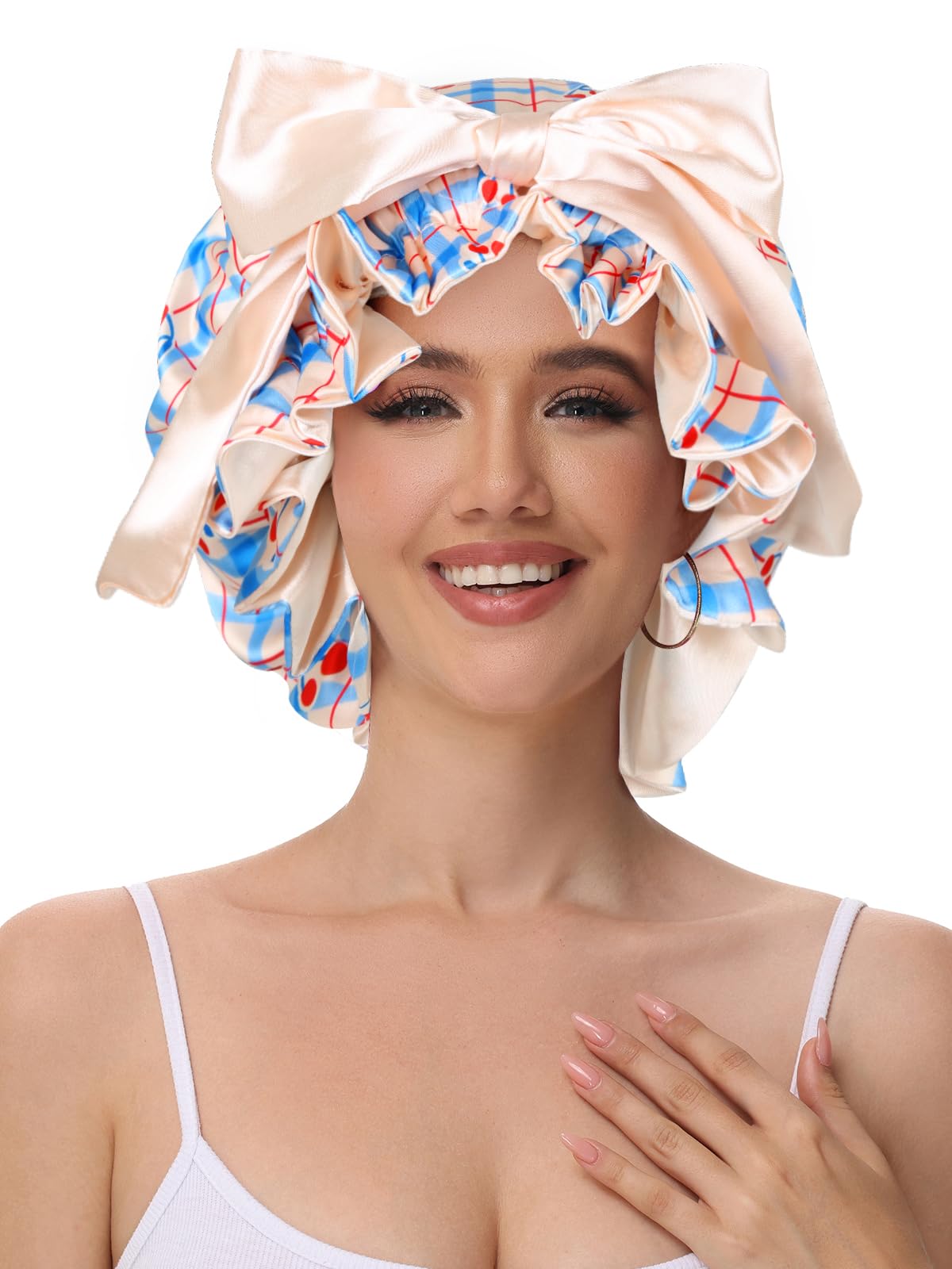 Bonnet Vettres satin double couche convient aux cheveux bouclés et frisés.