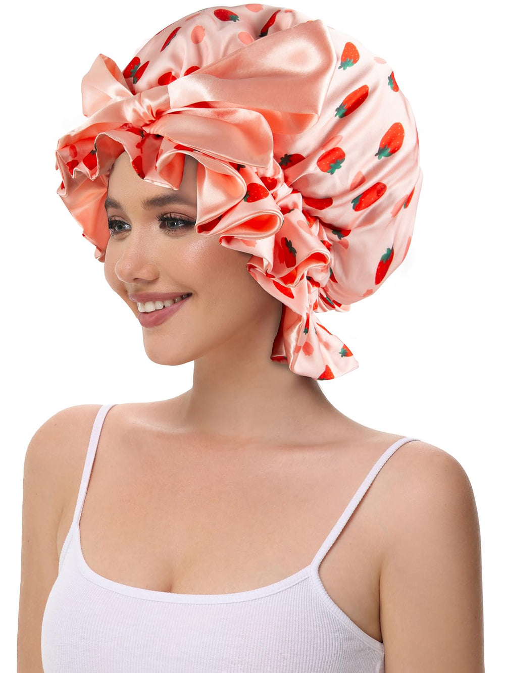 Bonnet satin Vettres protège les boucles pendant le sommeil.