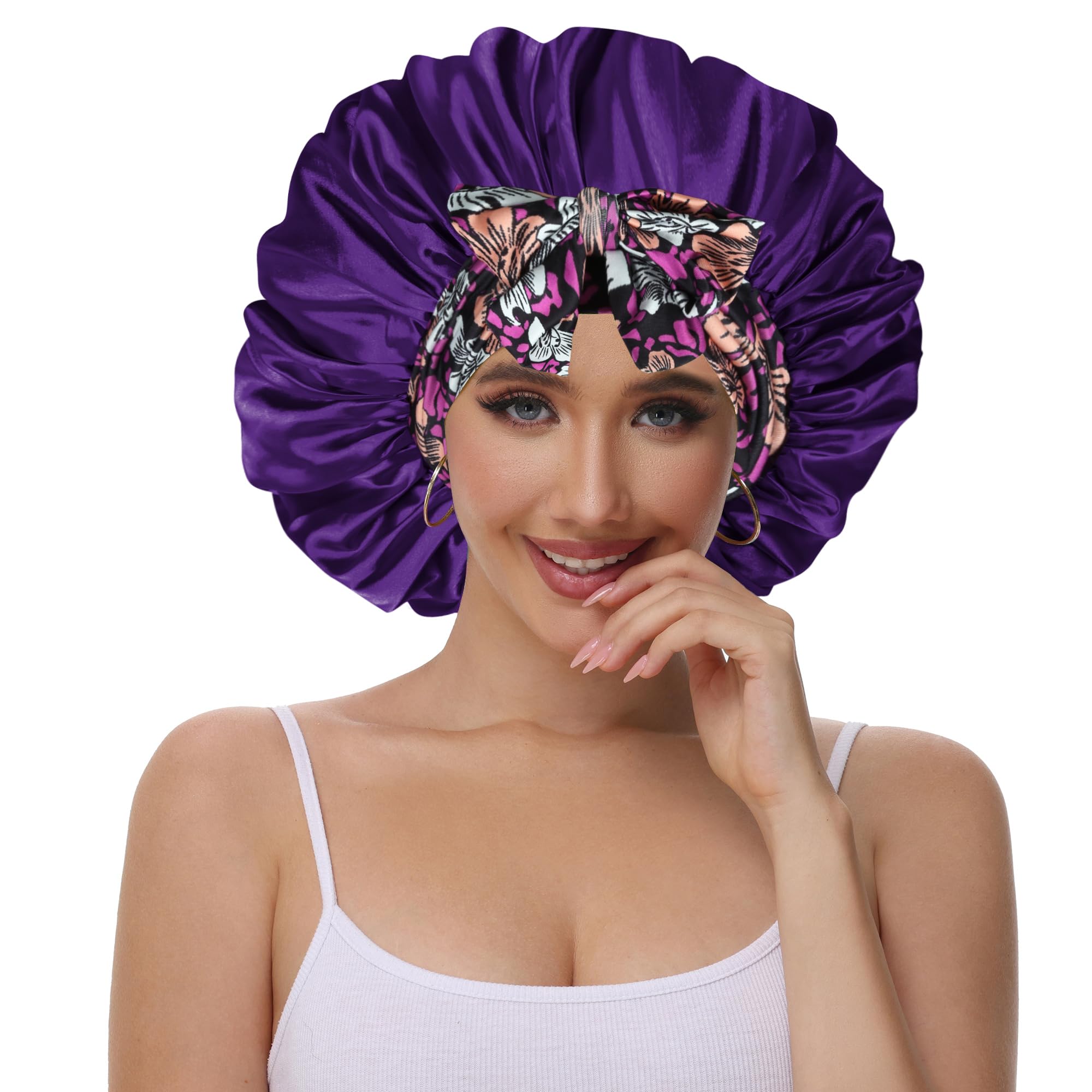 Bonnet satin double couche Vettres, évite les résidus sur l'oreiller et offre une protection douce.