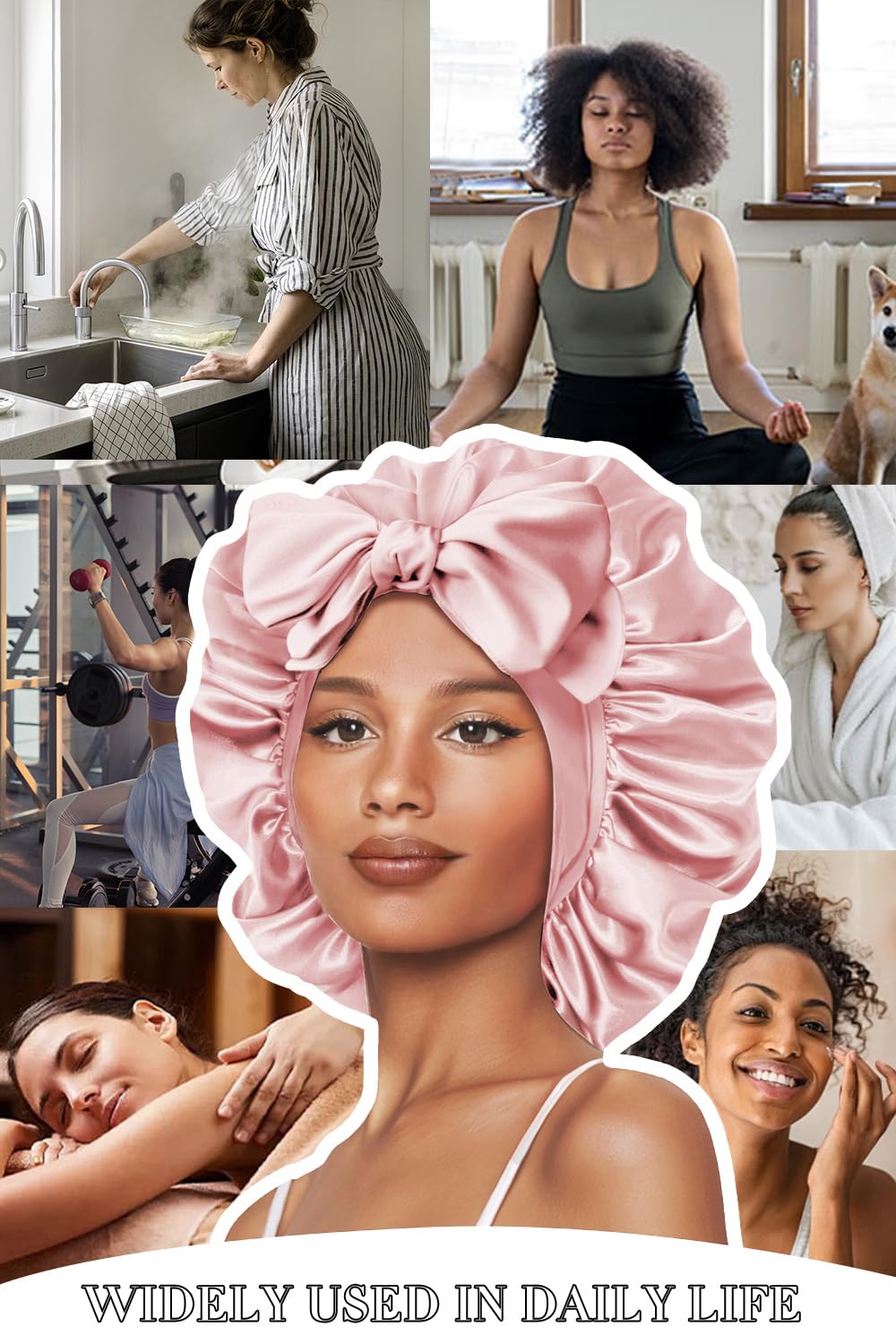Bonnet satin Vettres rose pâle – expérience luxueuse et douceur nocturne.