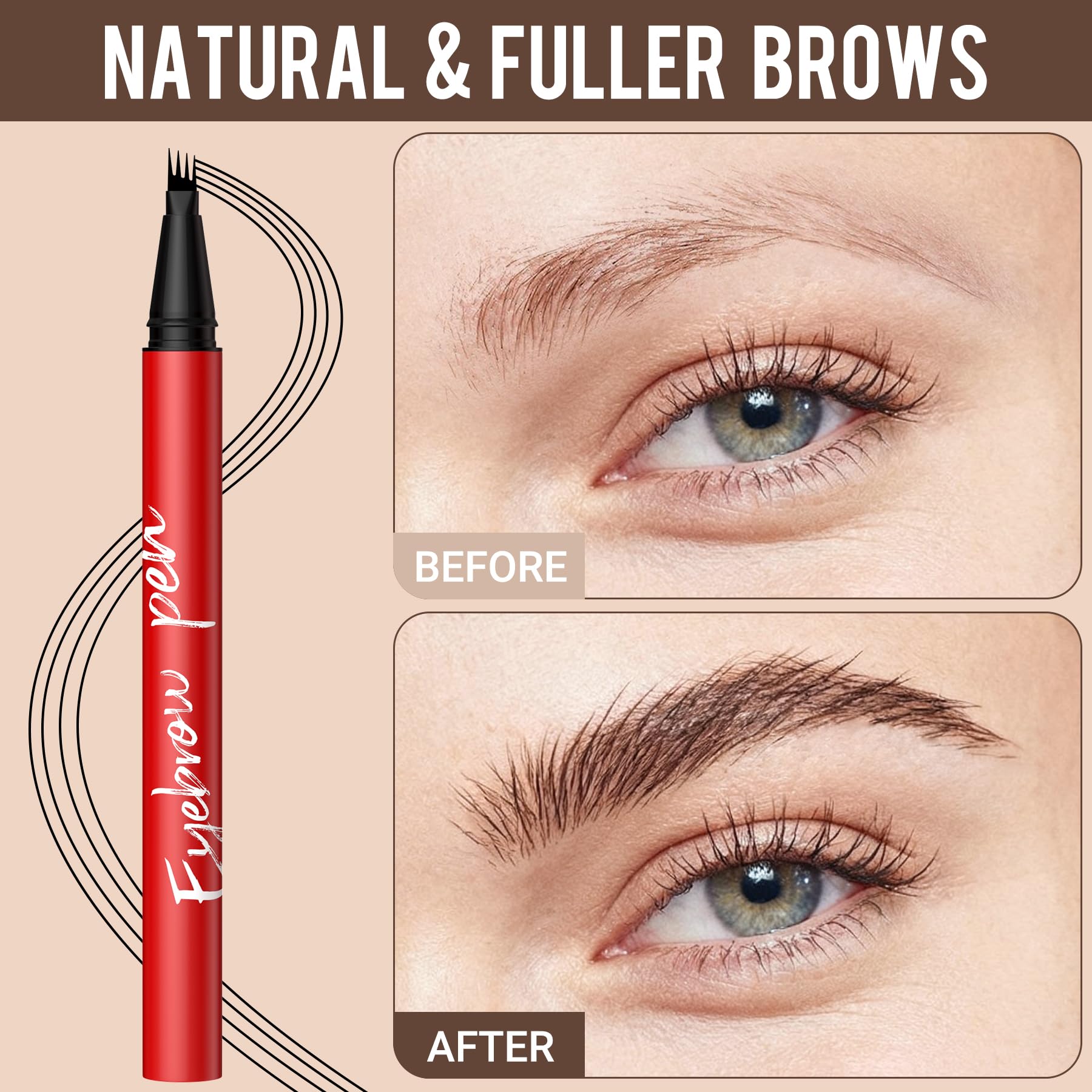 Trajets de poils simulés avec le crayon Vevivia Beauty brun foncé