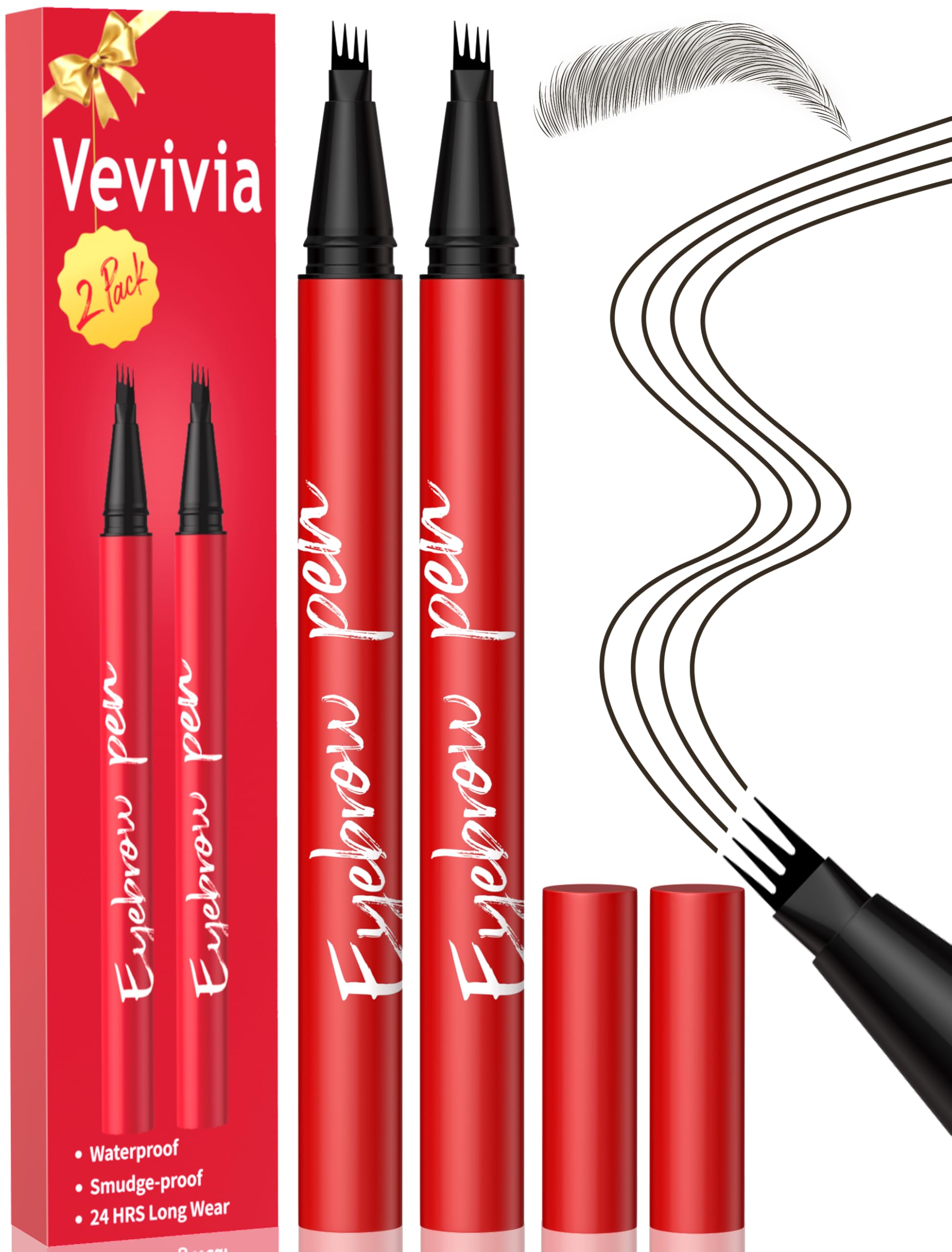 Sourcils rehaussés par le crayon Vevivia Beauty lot de 2 pour un effet naturel.