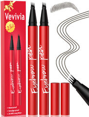 Sourcils rehaussés par le crayon Vevivia Beauty lot de 2 pour un effet naturel.