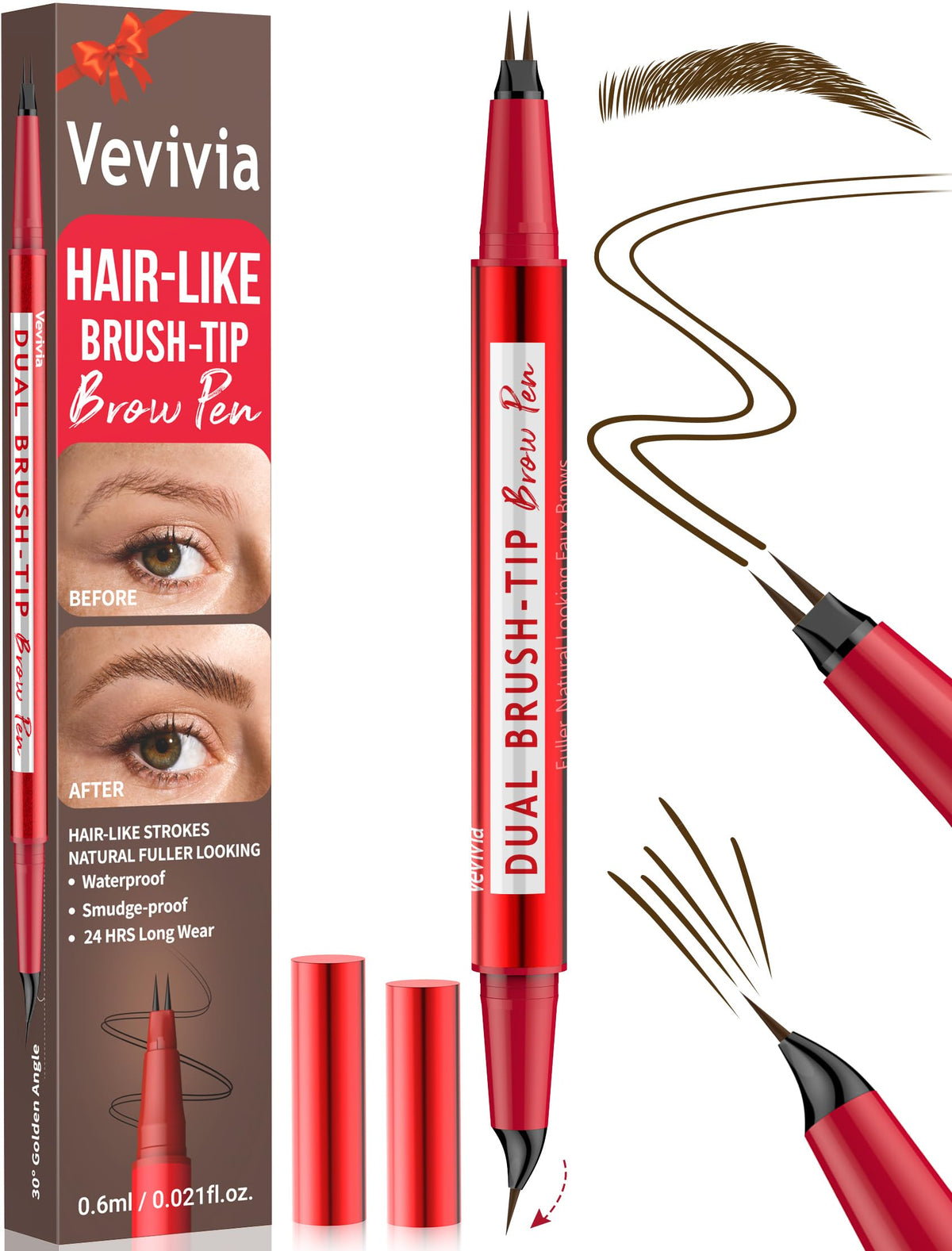 Le crayon Vevivia Sourcils avec brosse double et pointe courbée pour un rendu naturel