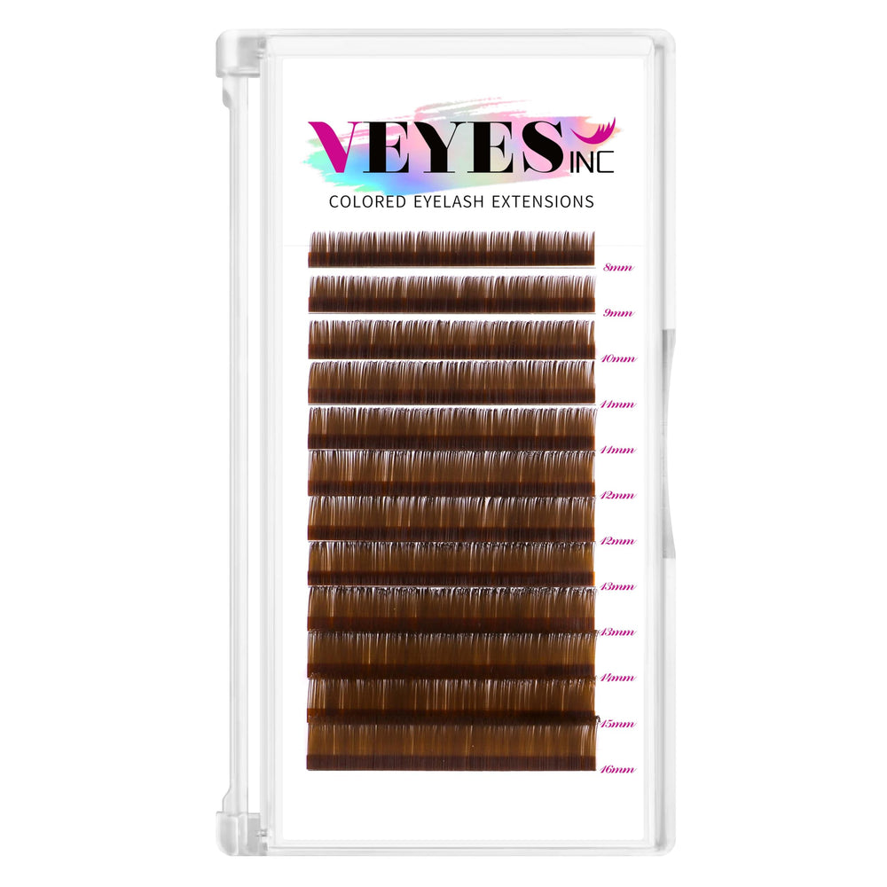 VEYES INC extensions cils couleur brun clair 015 CC, rendu naturel et discret.