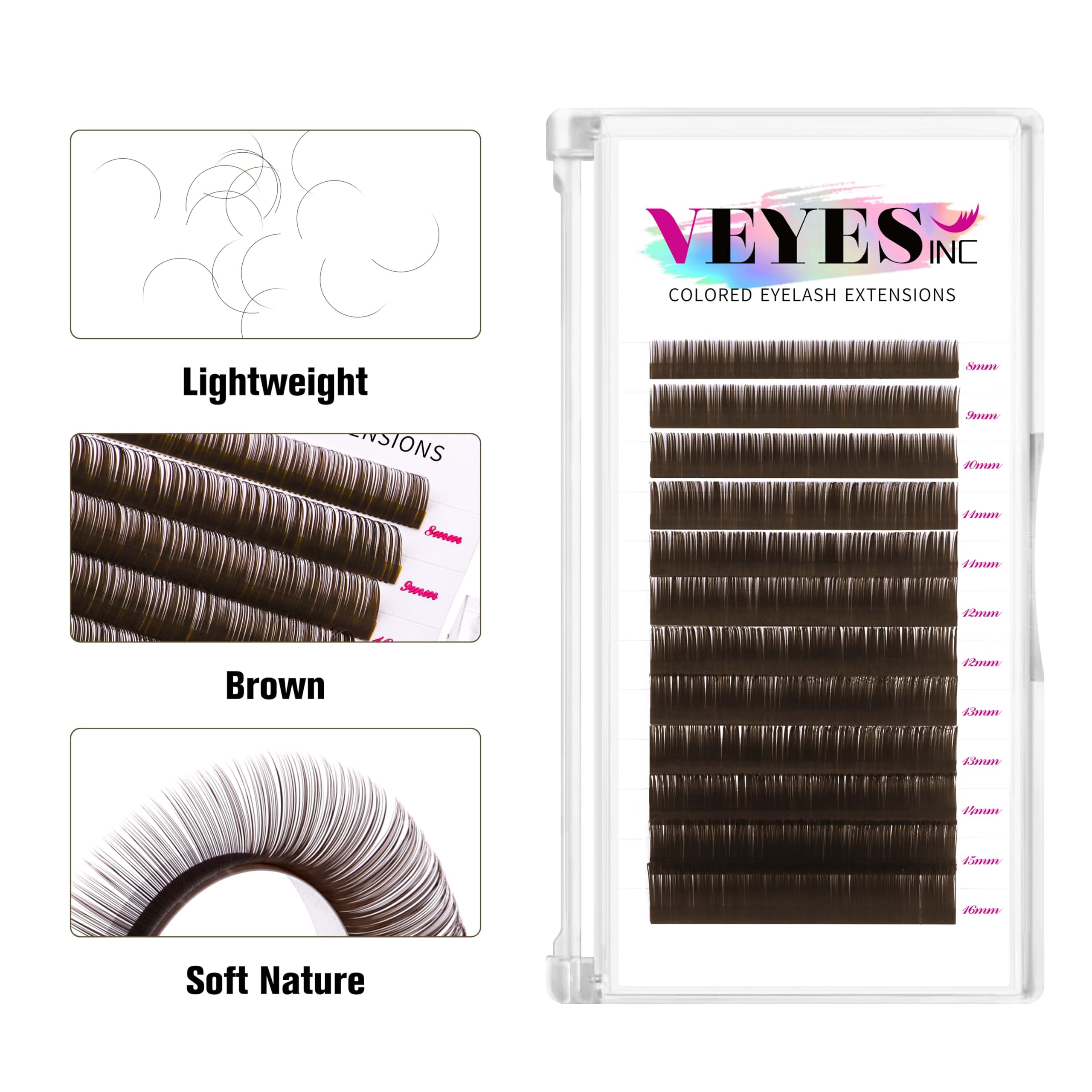 Extension VEYES INC cils silk Dark Latte 0,05 D, volume précis.