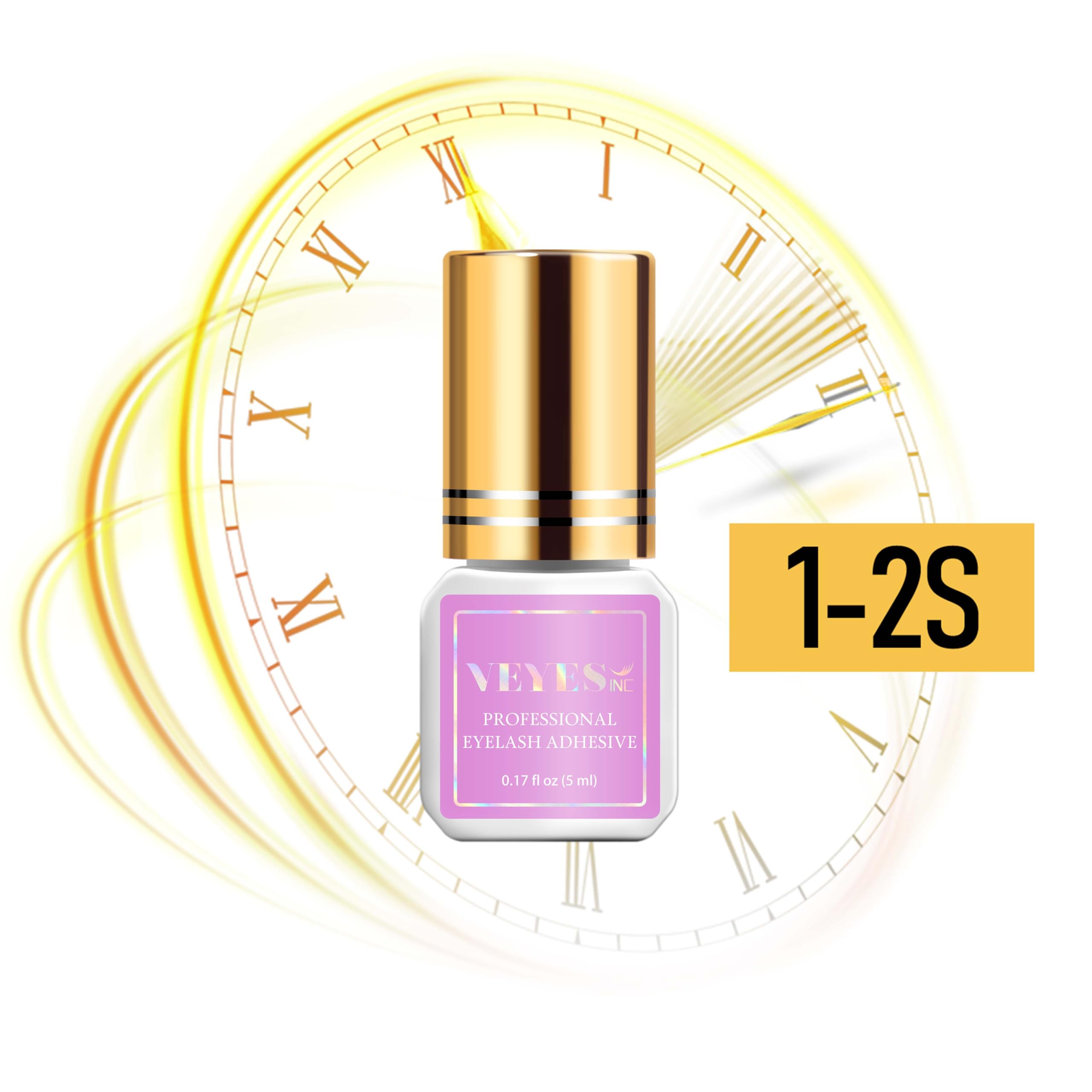 Colle VEYES INC, visuel de séchage rapide 1-2 s, efficacité au salon.