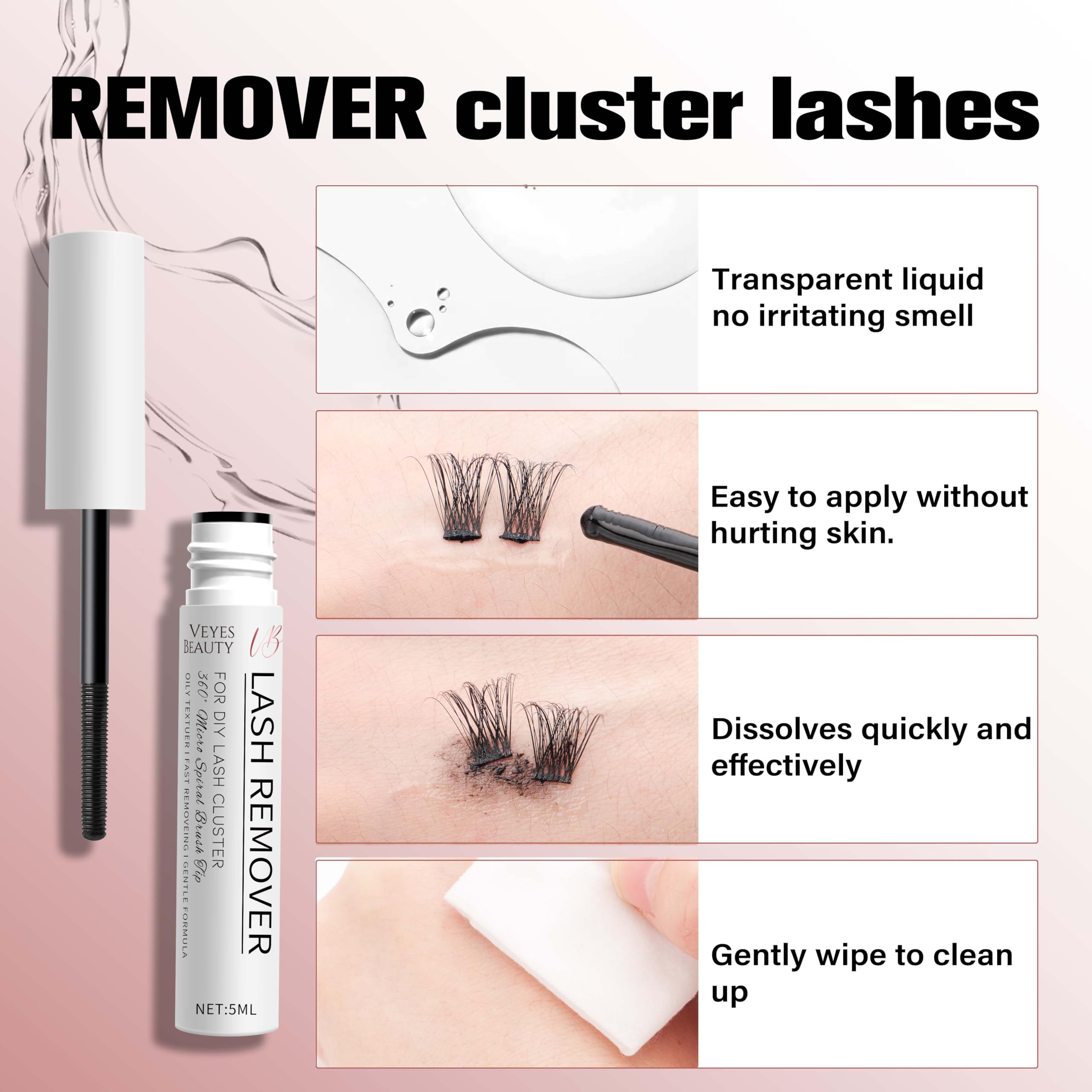 VEYESBEAUTY applique à la base des grappes, attendez 30 secondes puis retirez