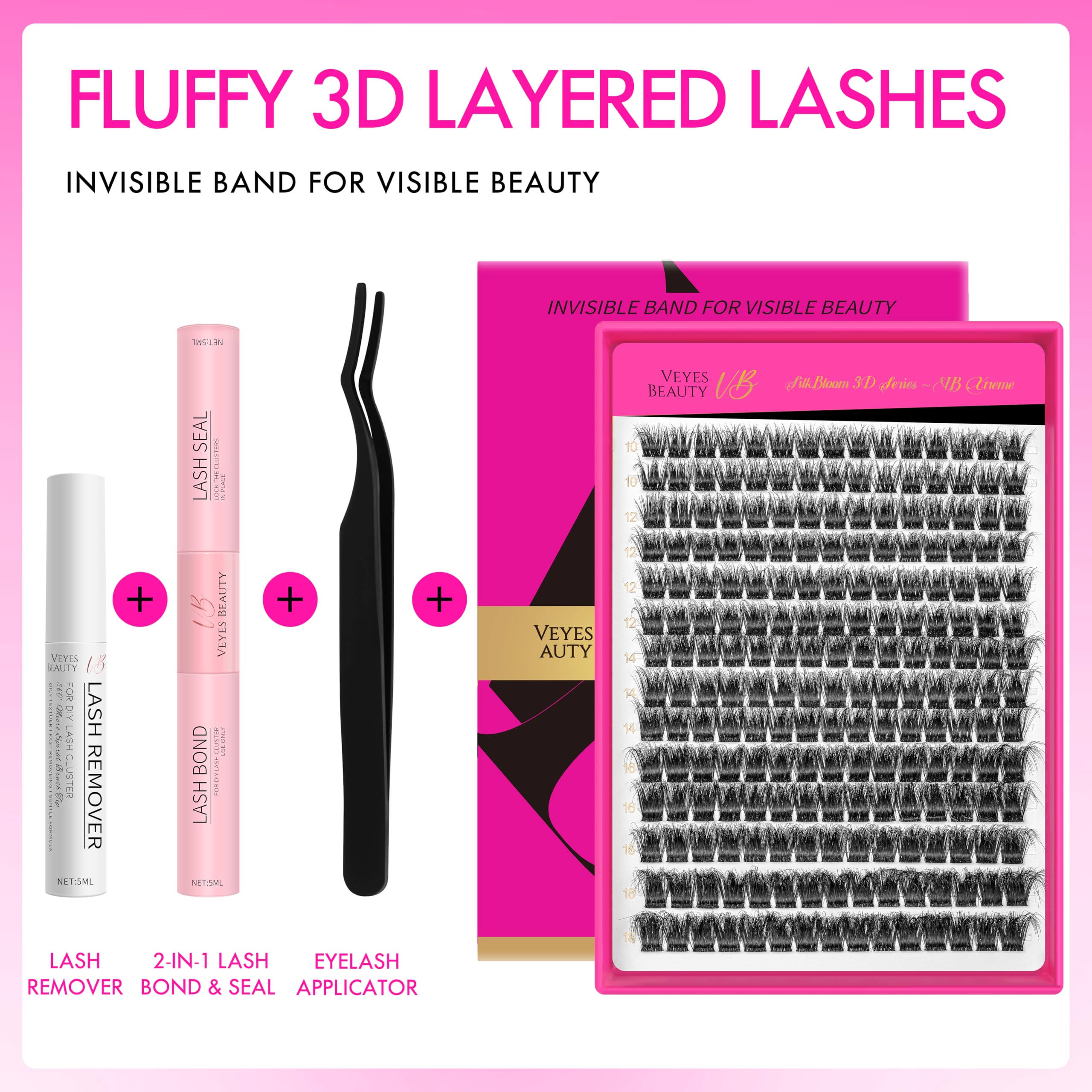 Bandes invisibles VEYESBEAUTY pour cils: confort tout au long de la journée.