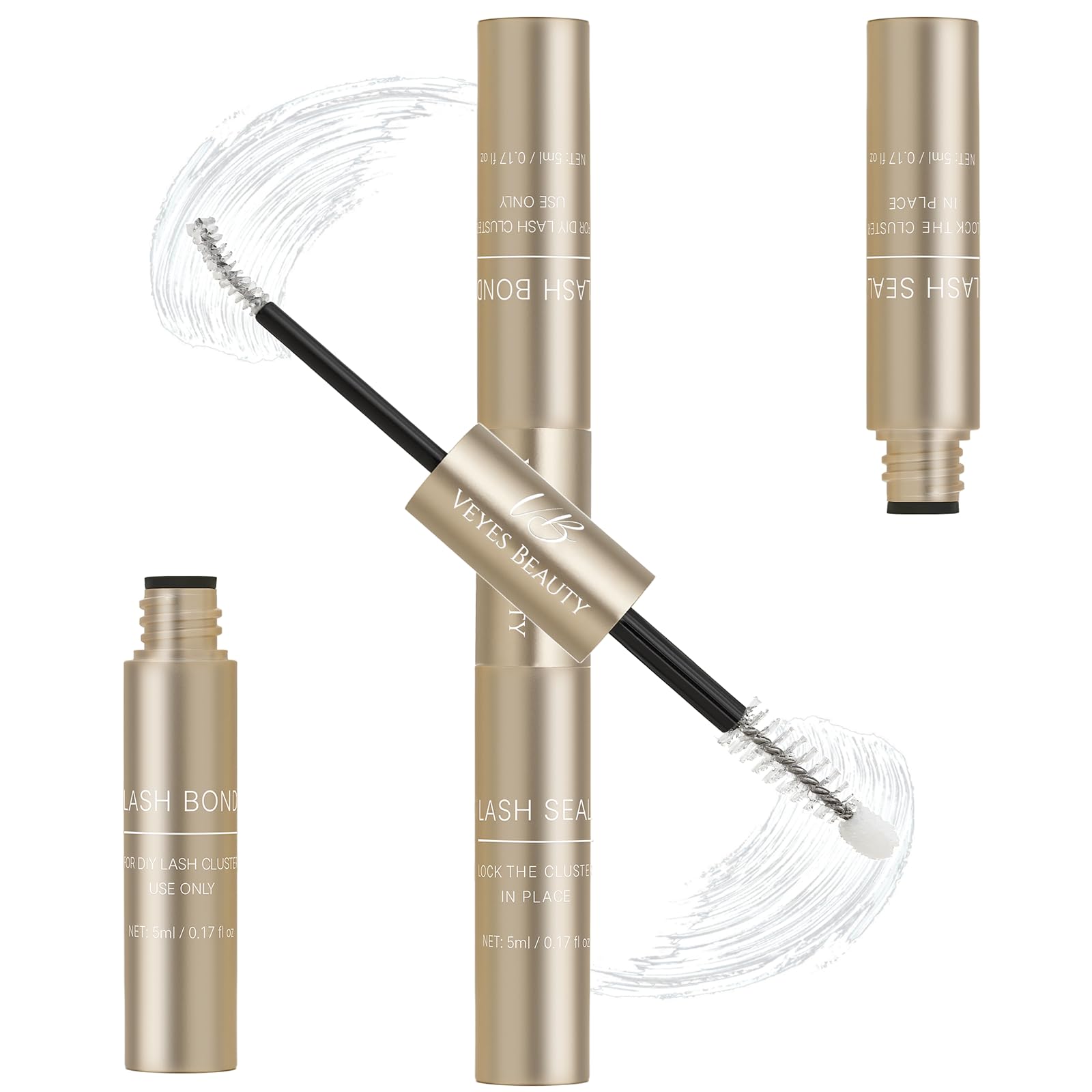 VEYESBEAUTY Bouteille liant et scellant 2-en-1 pour une fixation longue durée des cils.