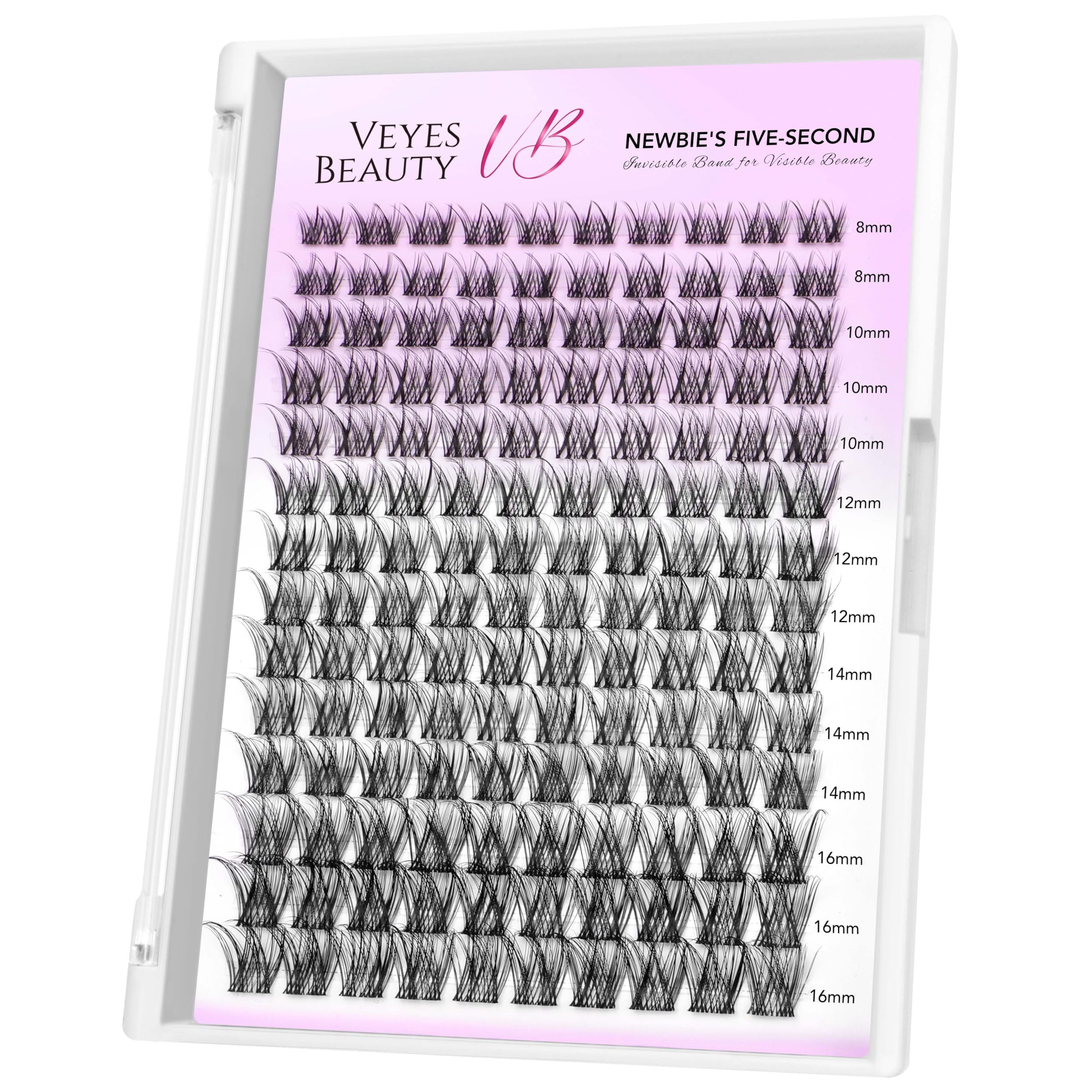 VEYESBEAUTY cils en grappes bande invisible 8-16 mm, regard naturel.