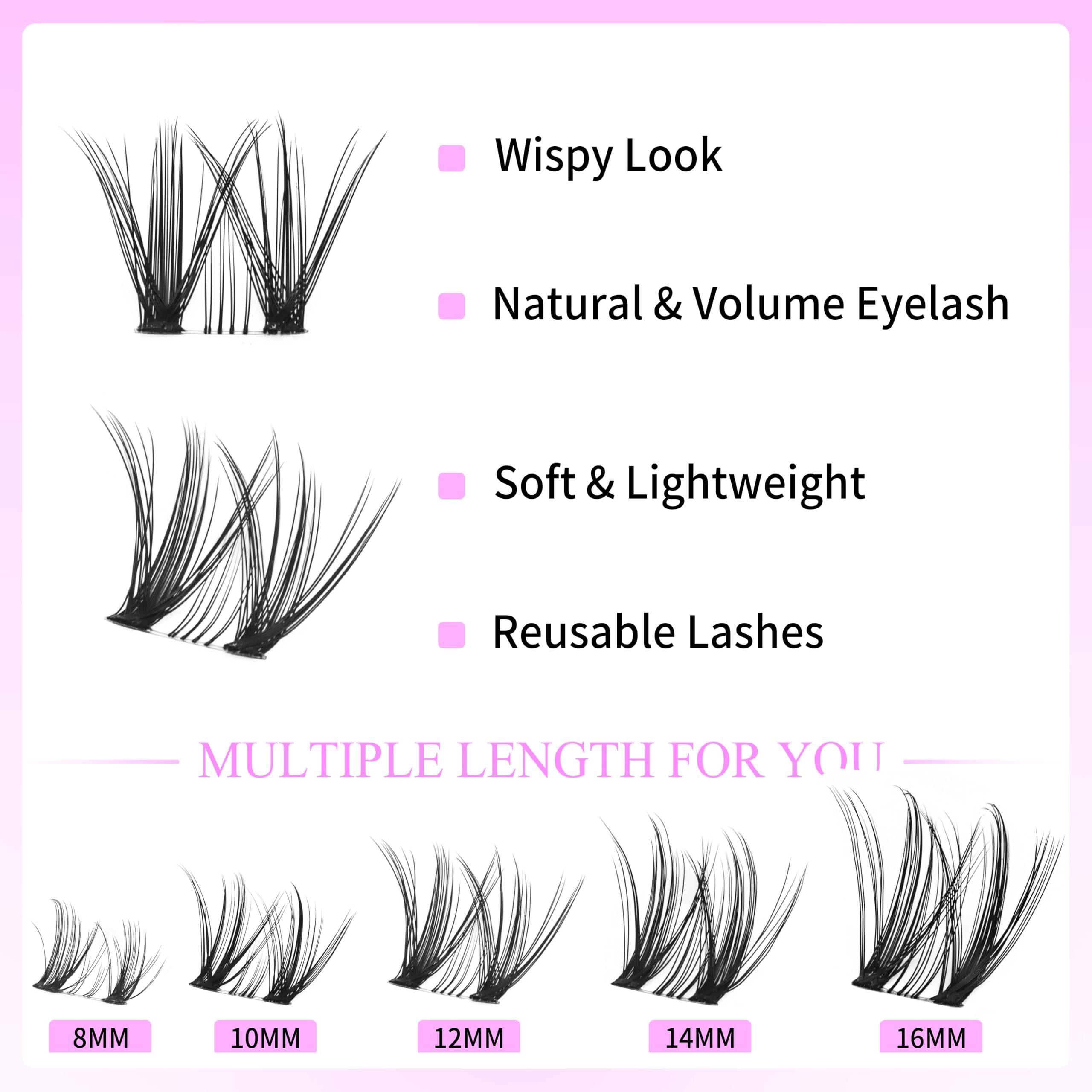 VEYESBEAUTY clusters cils bandes minces douces offrant un port confortable.