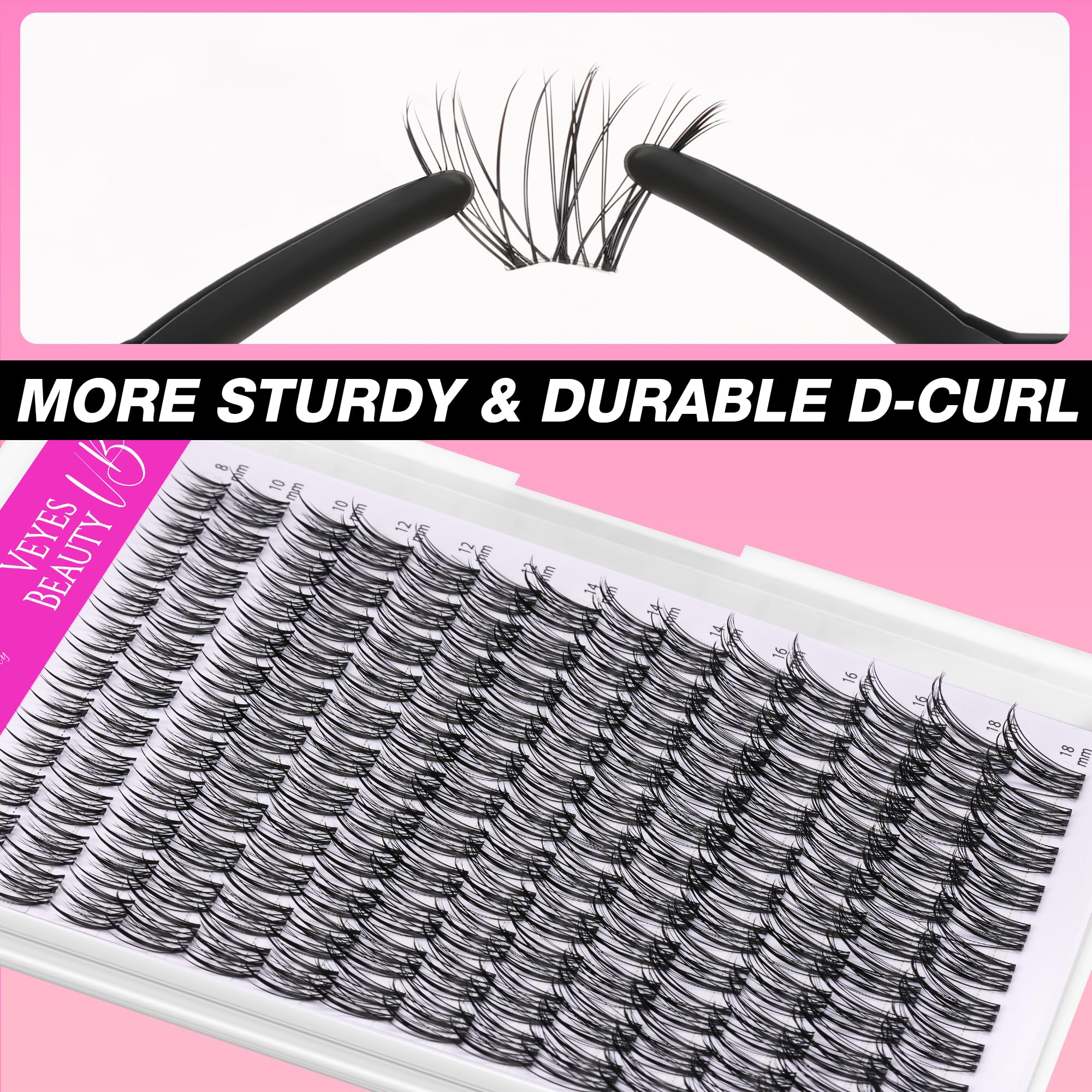 VEYESBEAUTY clusters cils fibres PBT douces et confortables