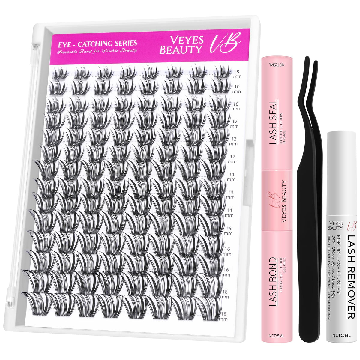 VEYESBEAUTY Crown Lash Clusters Kit: présentation du kit pour un regard royal et durable.