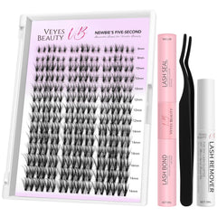 VEYESBEAUTY kit clusters cils application facile pour un regard naturel et rapide.