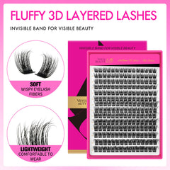 VEYESBEAUTY clusters cils avec bande invisible pour port discret et confortable.