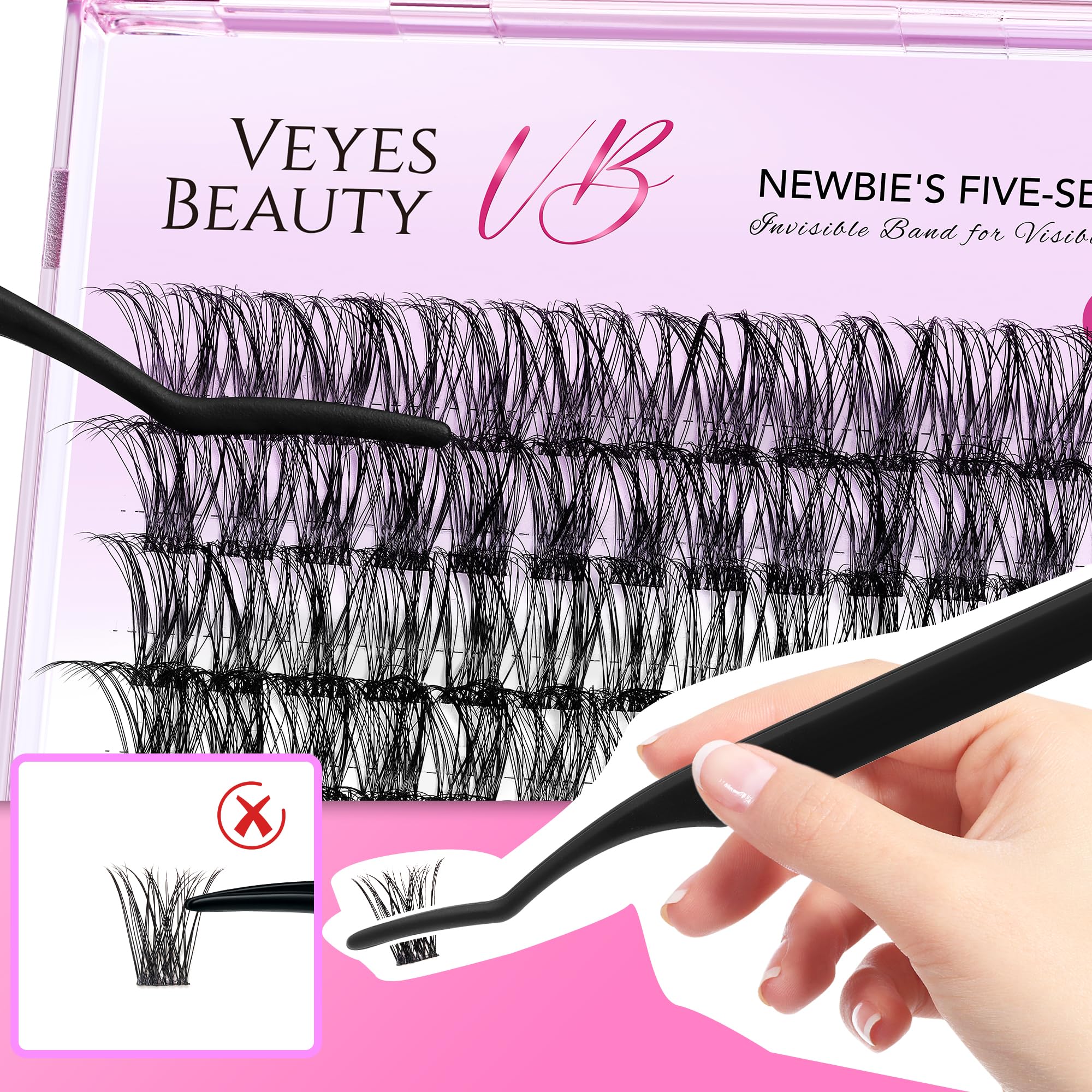VEYESBEAUTY grappe de cils — longueur 16 mm pour un effet homogène.