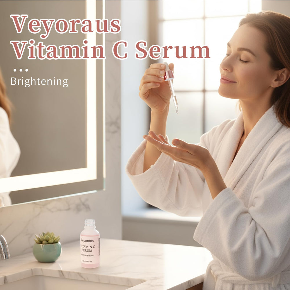Sérum Veyoraus vitamine C – brillance naturelle et teint vivant après usage.