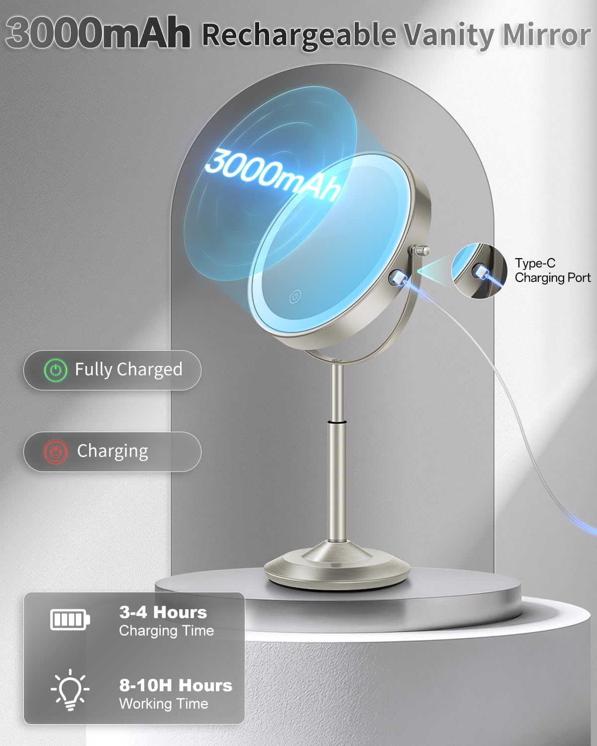 Miroir VFD base métallique durable et robuste.