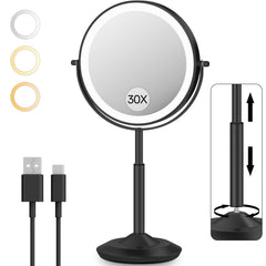 Miroir VFD à hauteur ajustable offrant une vue précise pour maquillage.