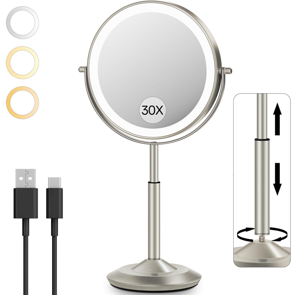 Miroir VFD avec éclairage intégré pour un maquillage précis au bureau.