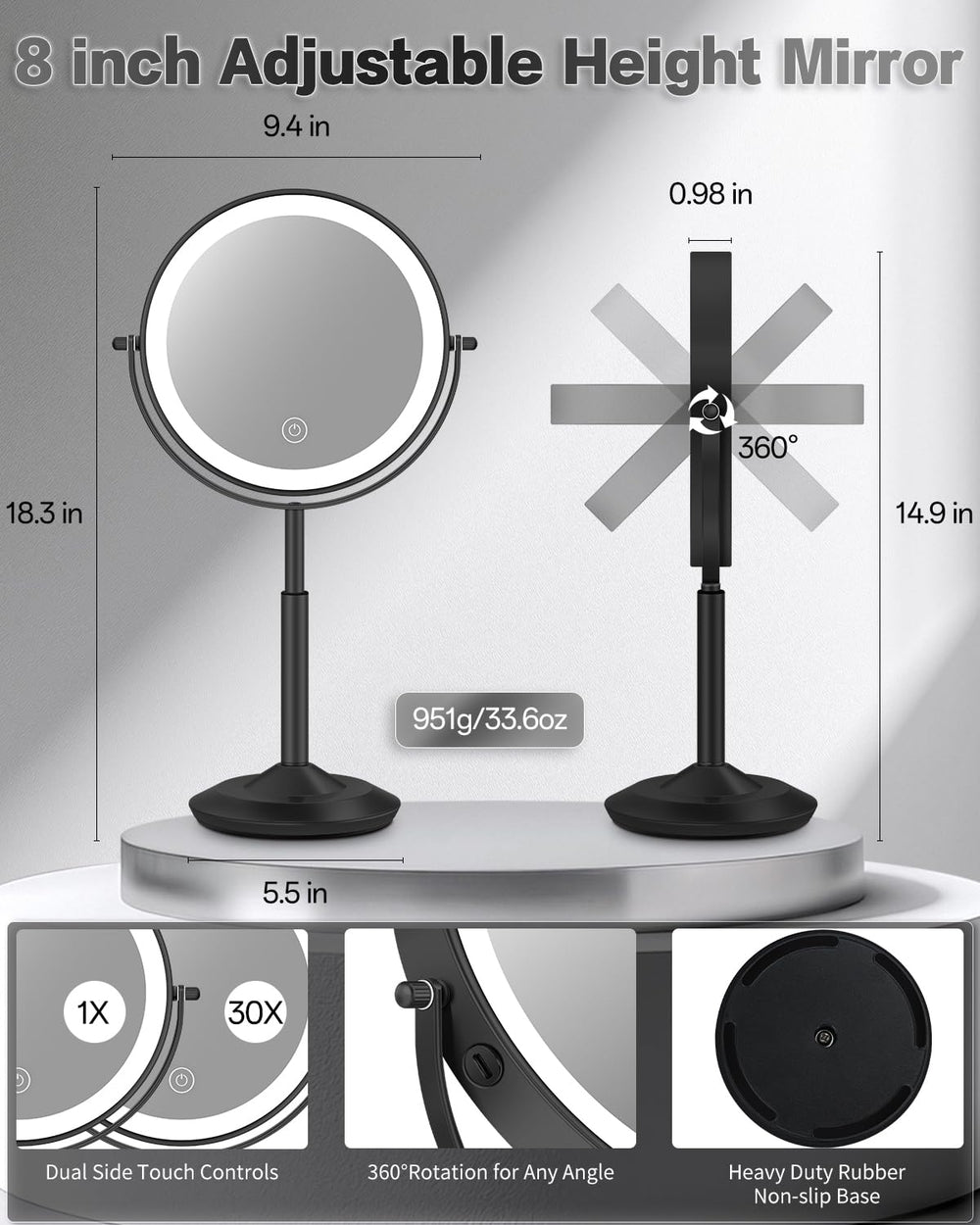 Miroir VFD comme cadeau élégant et pratique.
