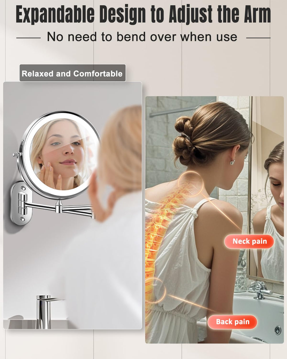 Miroir VFD cadre en métal, durable et résistant à l'humidité.