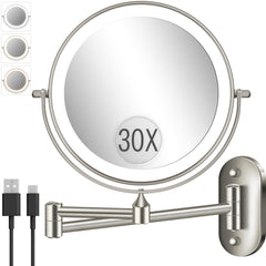 Miroir VFD double-face 30x pour précision maquillage des détails.