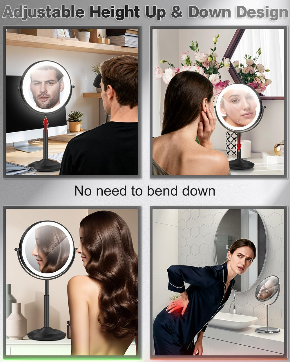 Miroir VFD avec éclairage triple couleur pour différents environnements.