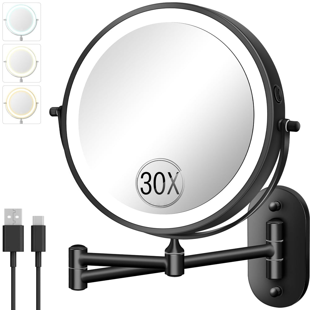 Miroir VFD 8 pouces, face double 30X et 1X pour un maquillage précis.