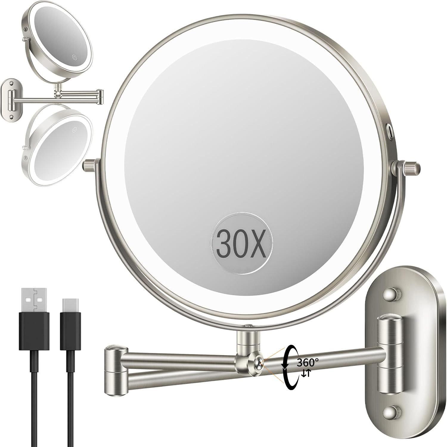 Miroir VFD 9 pouces avec éclairage intégré pour un maquillage précis