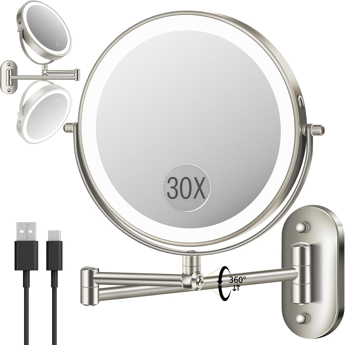 Miroir VFD 9 pouces avec éclairage intégré pour un maquillage précis
