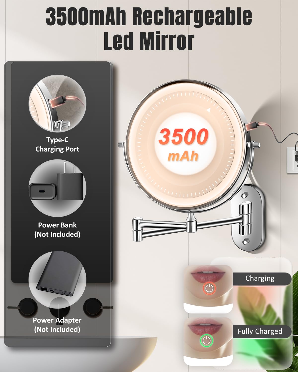 Miroir VFD offre rotation de 360° pour l'angle idéal.