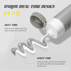 VGO dual-tube cleanser gray tube provides deeper pore cleansing and oil balance.