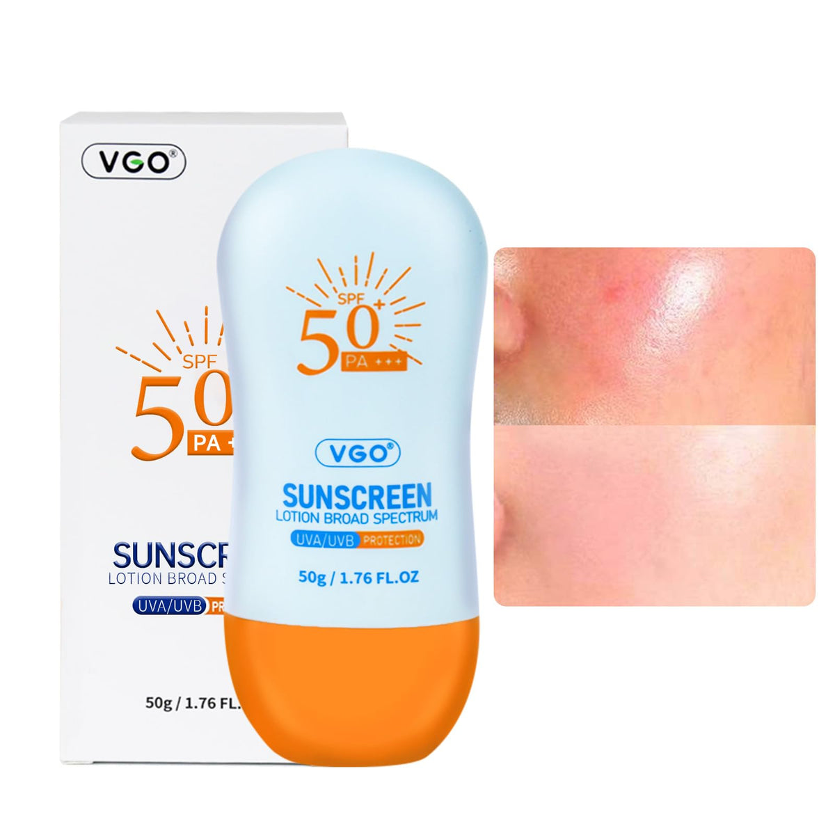 VGO Écran solaire visage en bouteille format voyage, protection minérale pratique en déplacement.