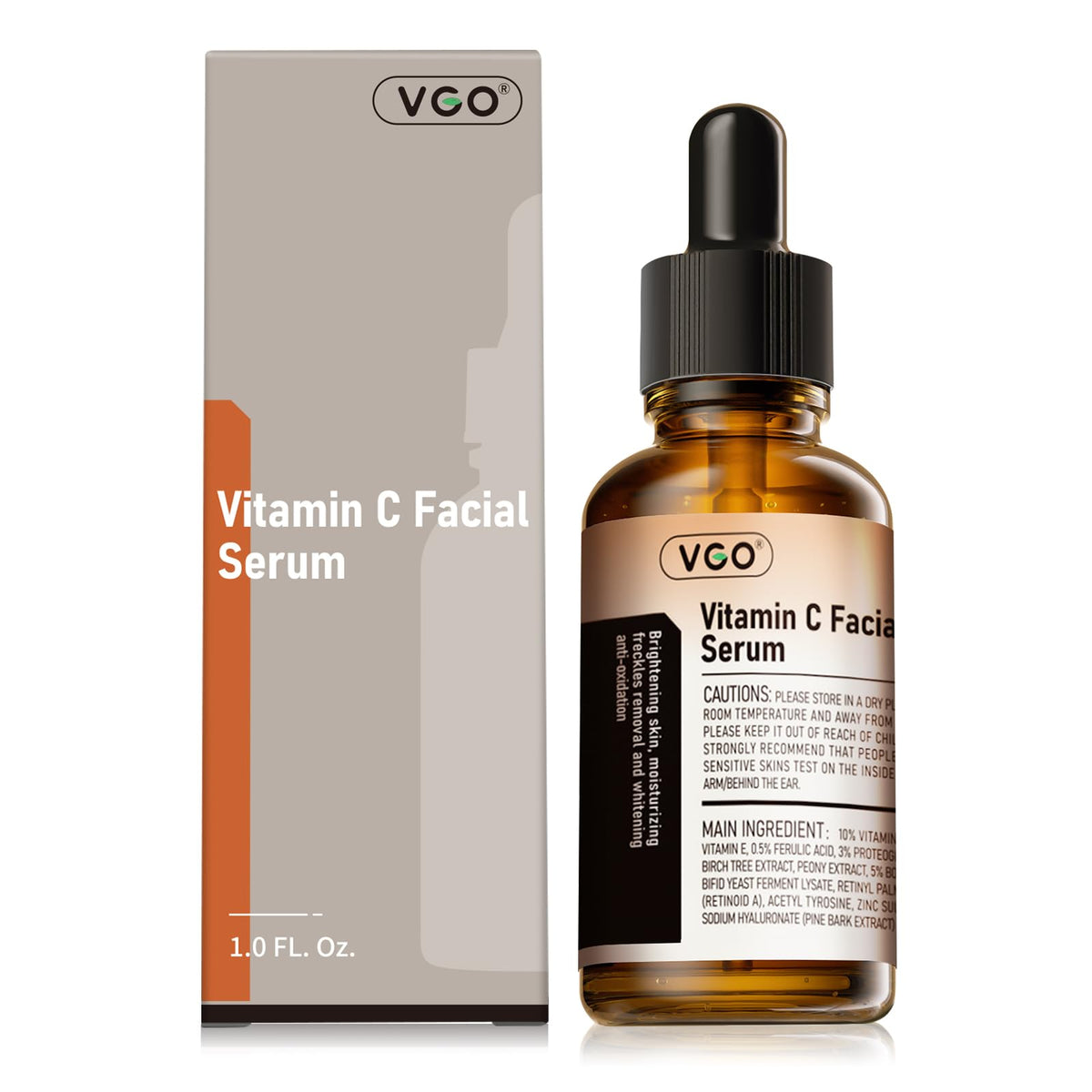 VGO Sérum vitamine C, flacon-pompe, hydratation profonde pour le visage.