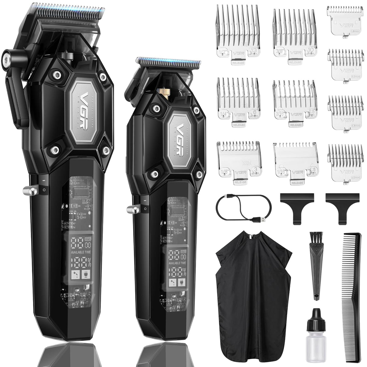 Tondeuses professionnelles VGR ensemble sans-fil pour coupe rapide et précise.