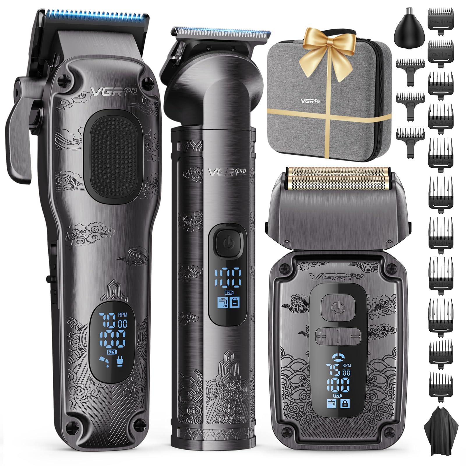 VGRPRO kit coupe-cheveux professionnel en action pour des styles précis à domicile.