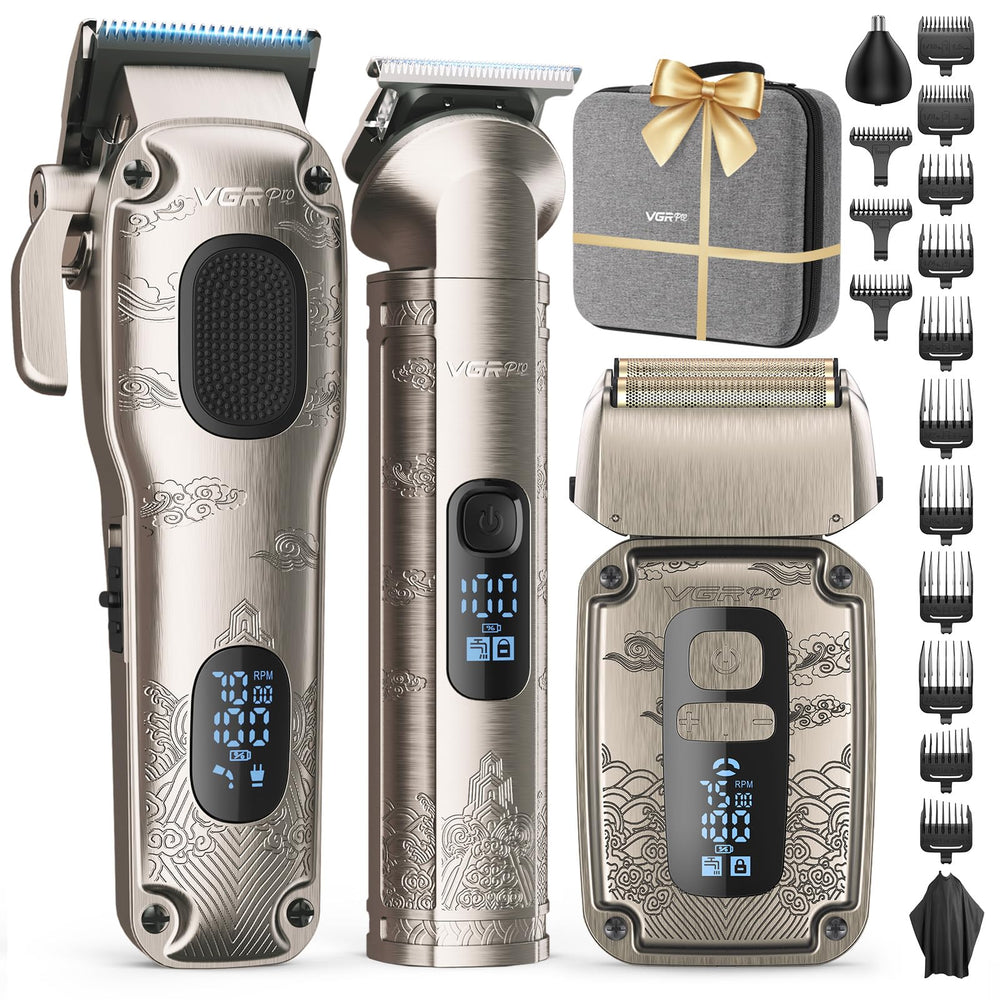 Tondeuse-cheveux VGRPRO, parfaite pour des coupes professionnelles à domicile.